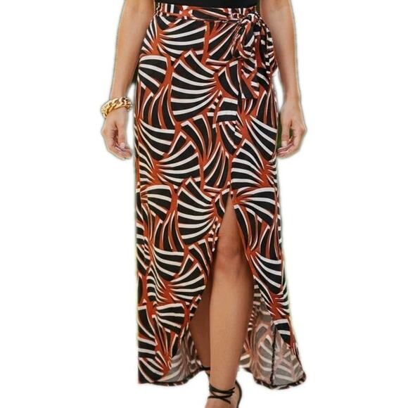 NY & Company Maxi Slit Skirt Plus Sz XXL Exotic Mediterranean Tiger Coquette - Picture 4 of 16